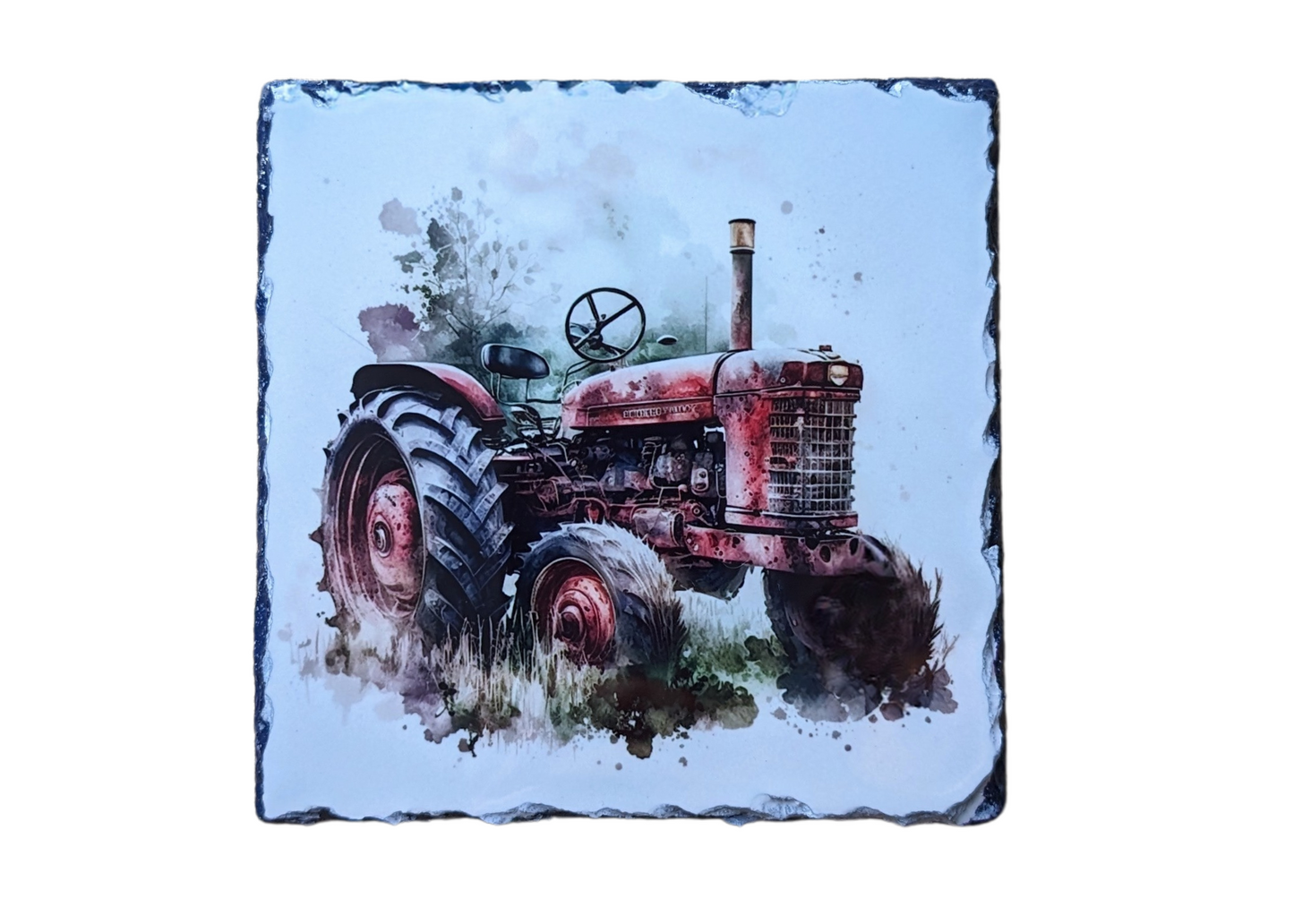 Red Tractor Slate Art