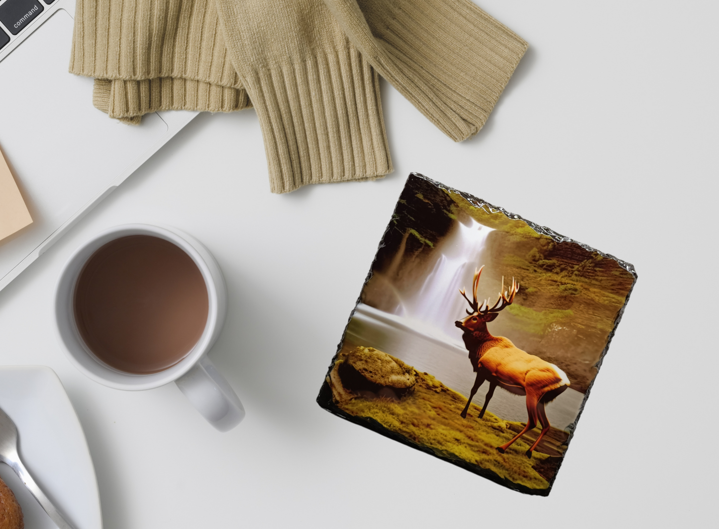 Waterfall Stag Slate Coaster