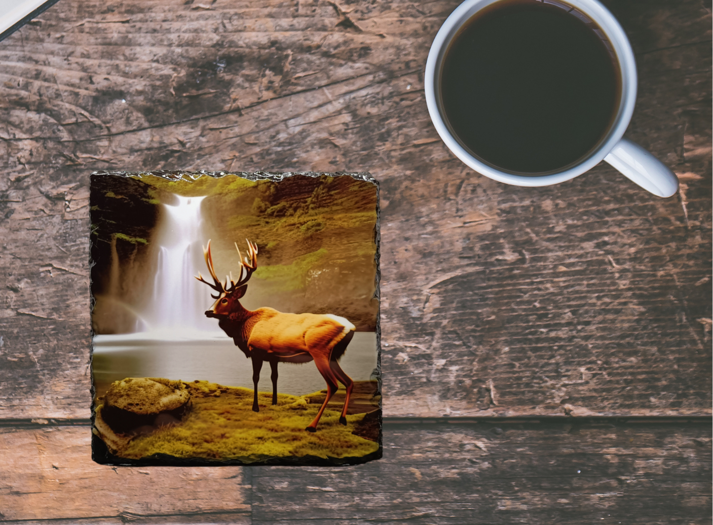 Waterfall Stag Slate Coaster