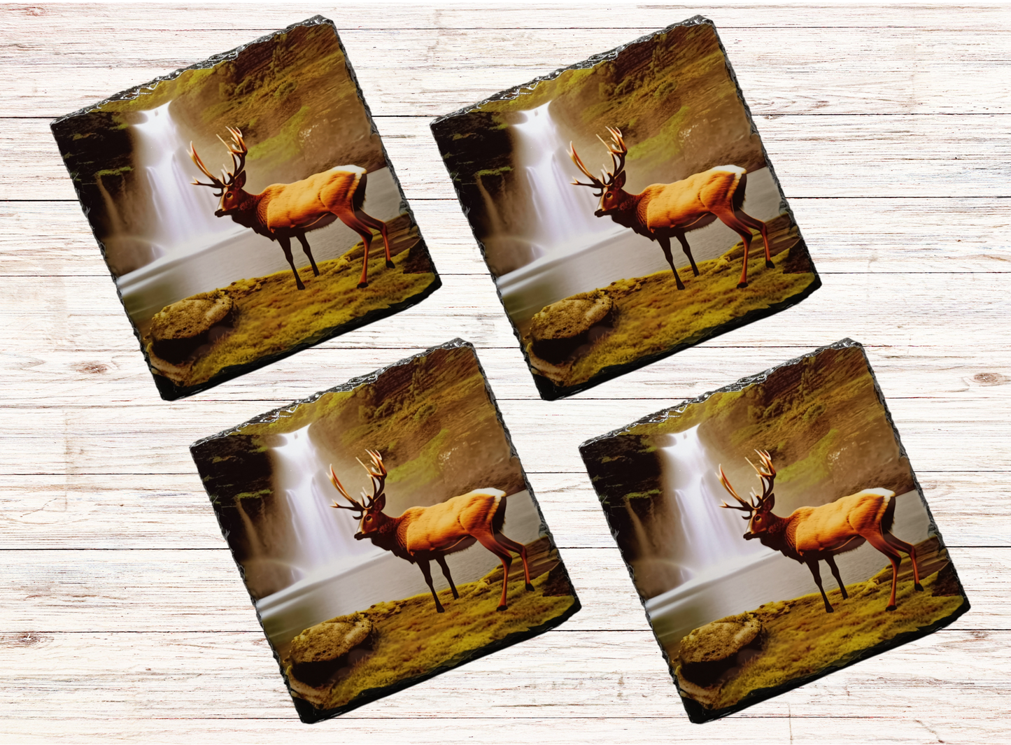 Waterfall Stag Slate Coaster