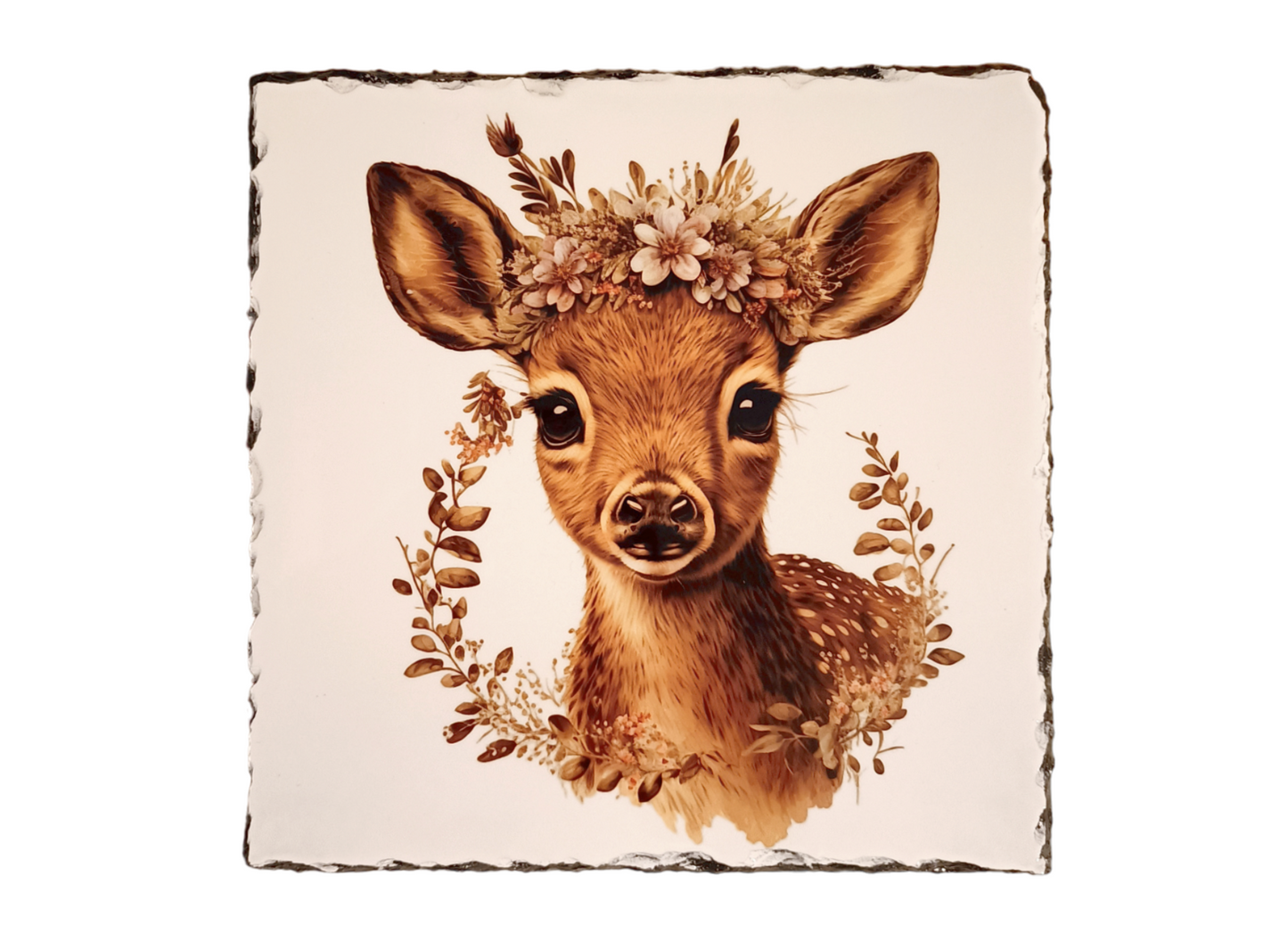 Baby Deer With Flower Crown Slate Art