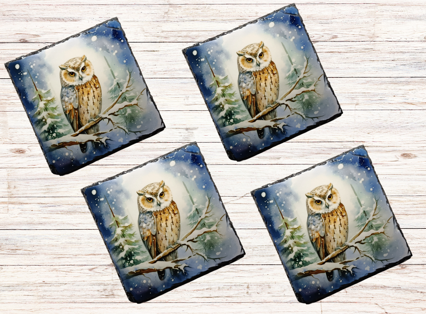 Blue Owl Slate Coaster