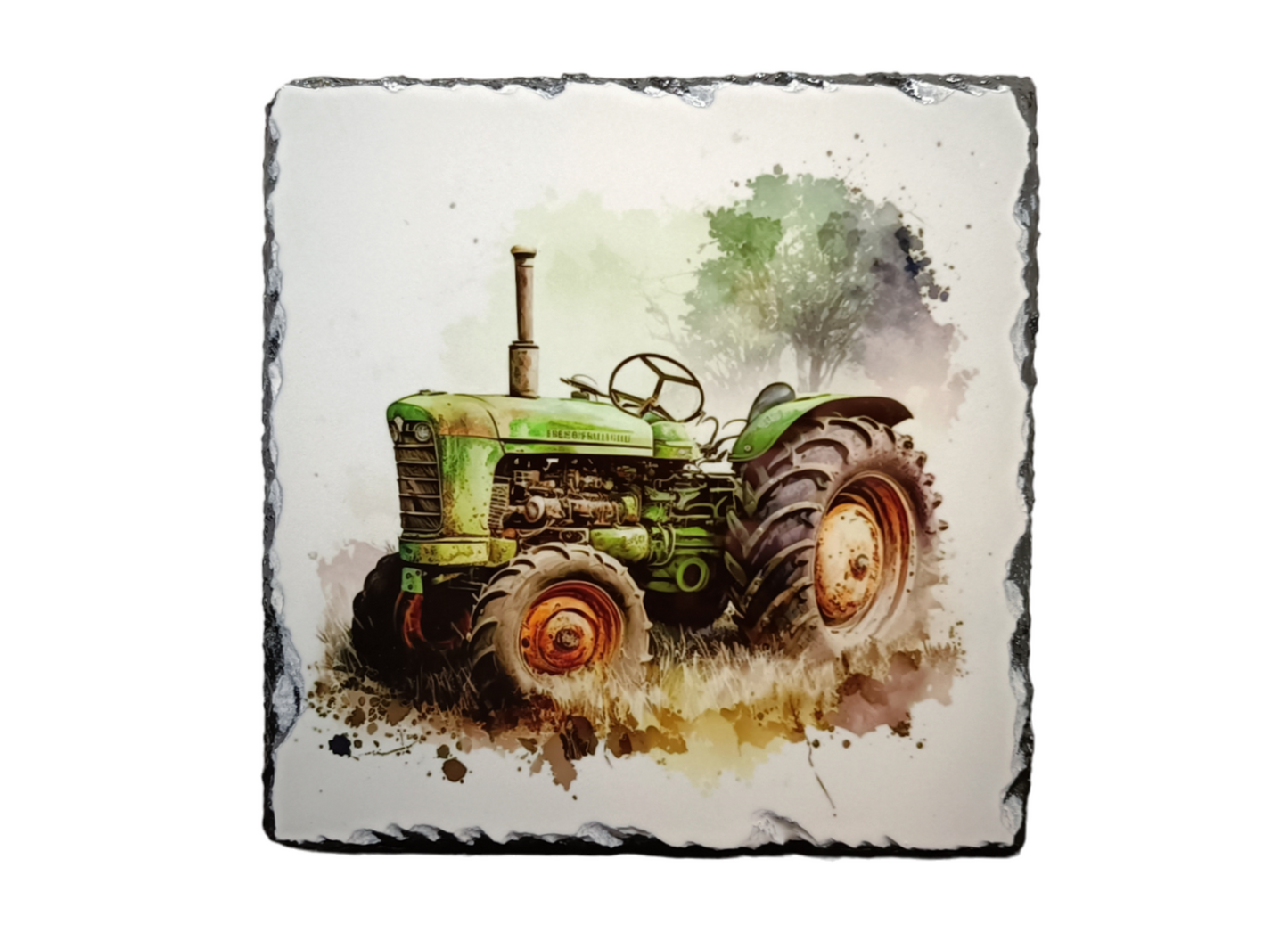 Green Tractor Slate Art